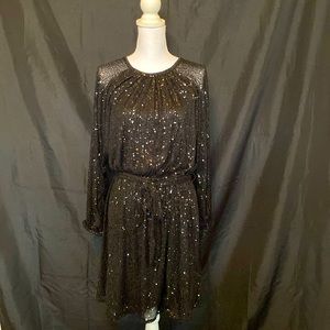 Everyday chic black sequined dress.